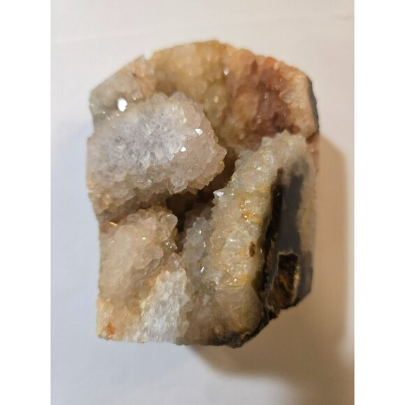VTG Quartz Crystal Geode with Handmade Stained Wood Stand Unique One of a Kind - Picture 4 of 10